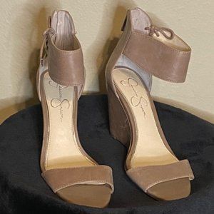 Champagne Wedge with Strap-Jessica Simpson Size 7.5